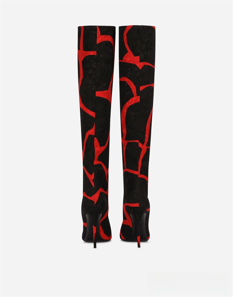Pointed thin heel leopard print long boots for women's fashionable and sexy high boots for women's shoes