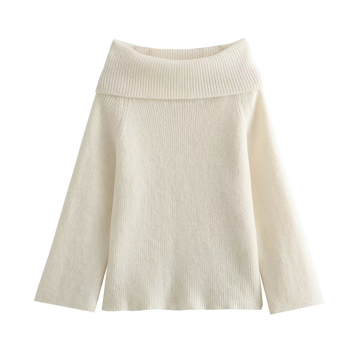 Women's autumn and winter clothing one neck off shoulder sexy slim fit solid color pullover sweater