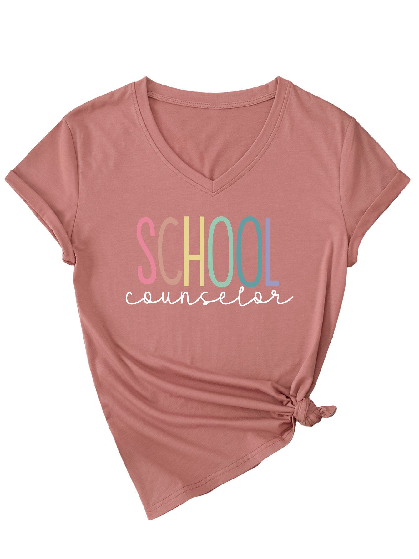 Ladies V-Neck Geometric Print Tee