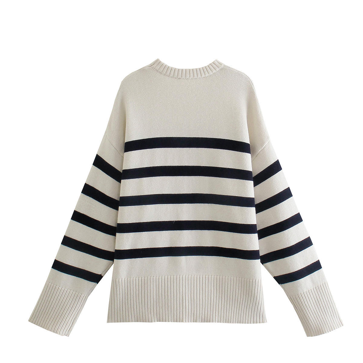 Ladies Polyester Stripe Sweater