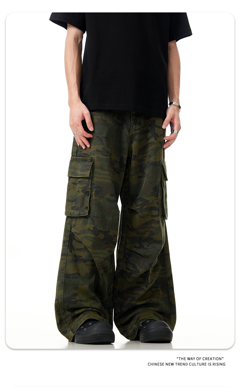 Streetwear Loose Fit with Multiple Pockets Slimming Straight Leg Wide-leg Long Pants