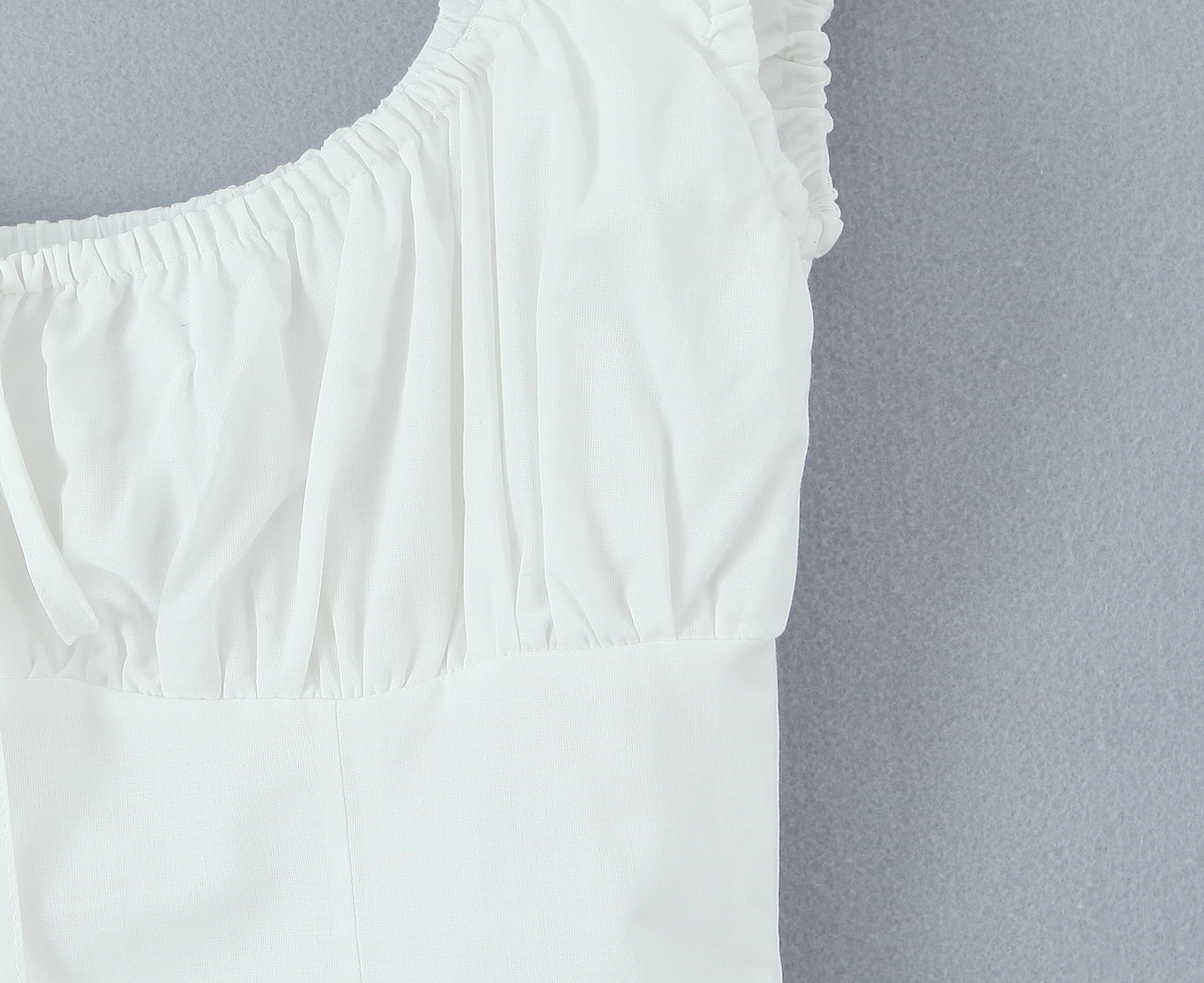 Square collar lace patchwork sleeveless short dress