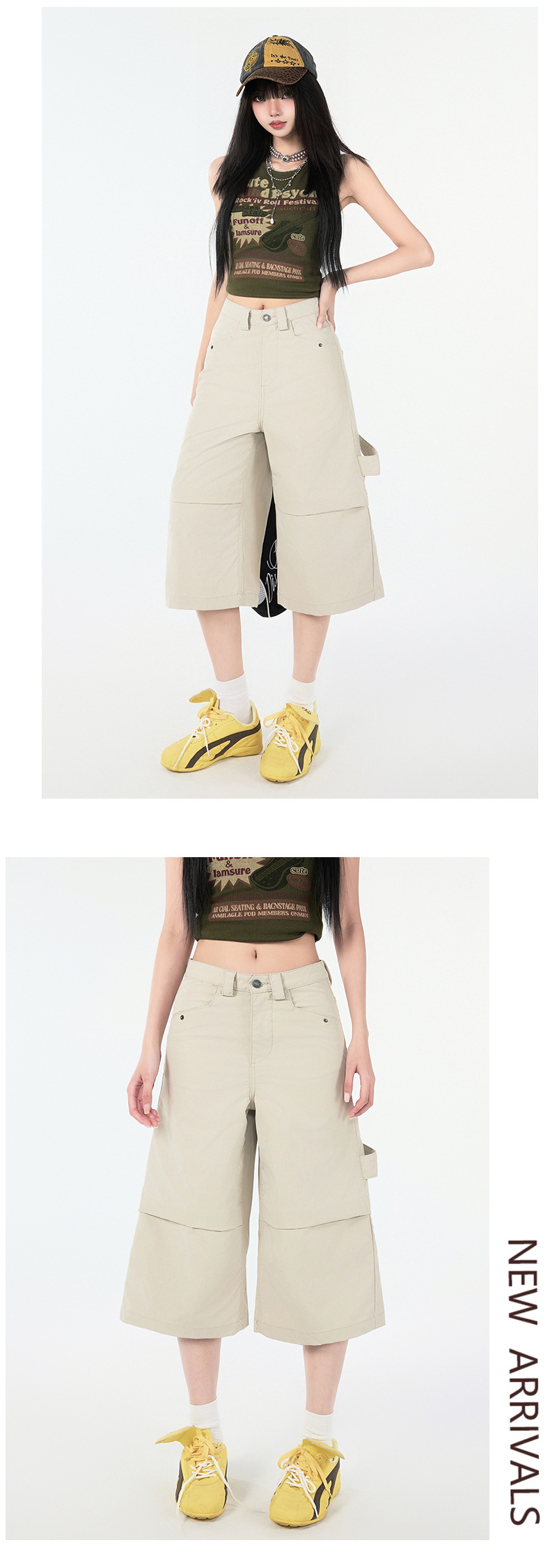 Loose Cargo 7/8 Denim Pants for Women, Summer Casual Straight Leg Jeans