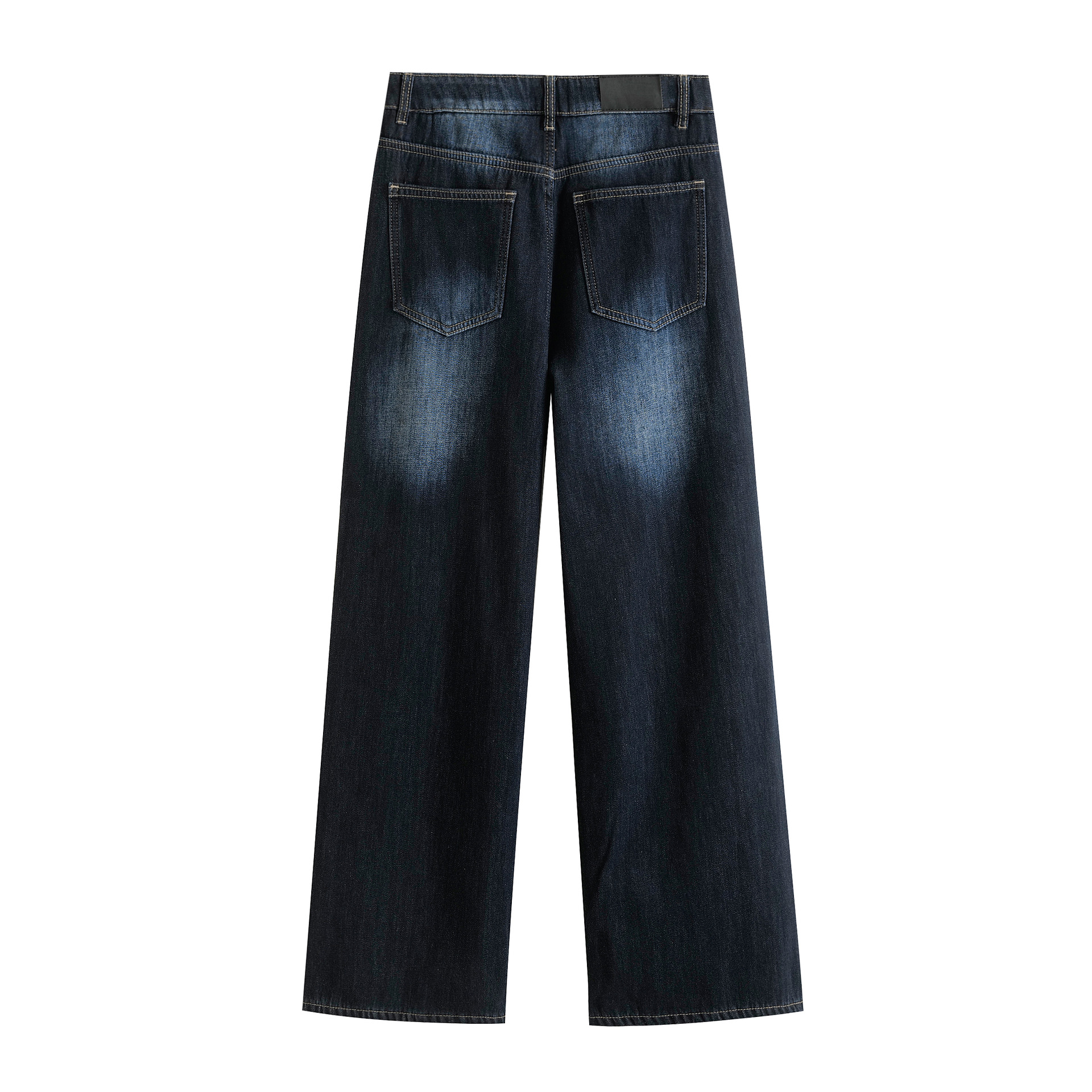 Retro autumn and winter warm and plush slim straight pants jeans