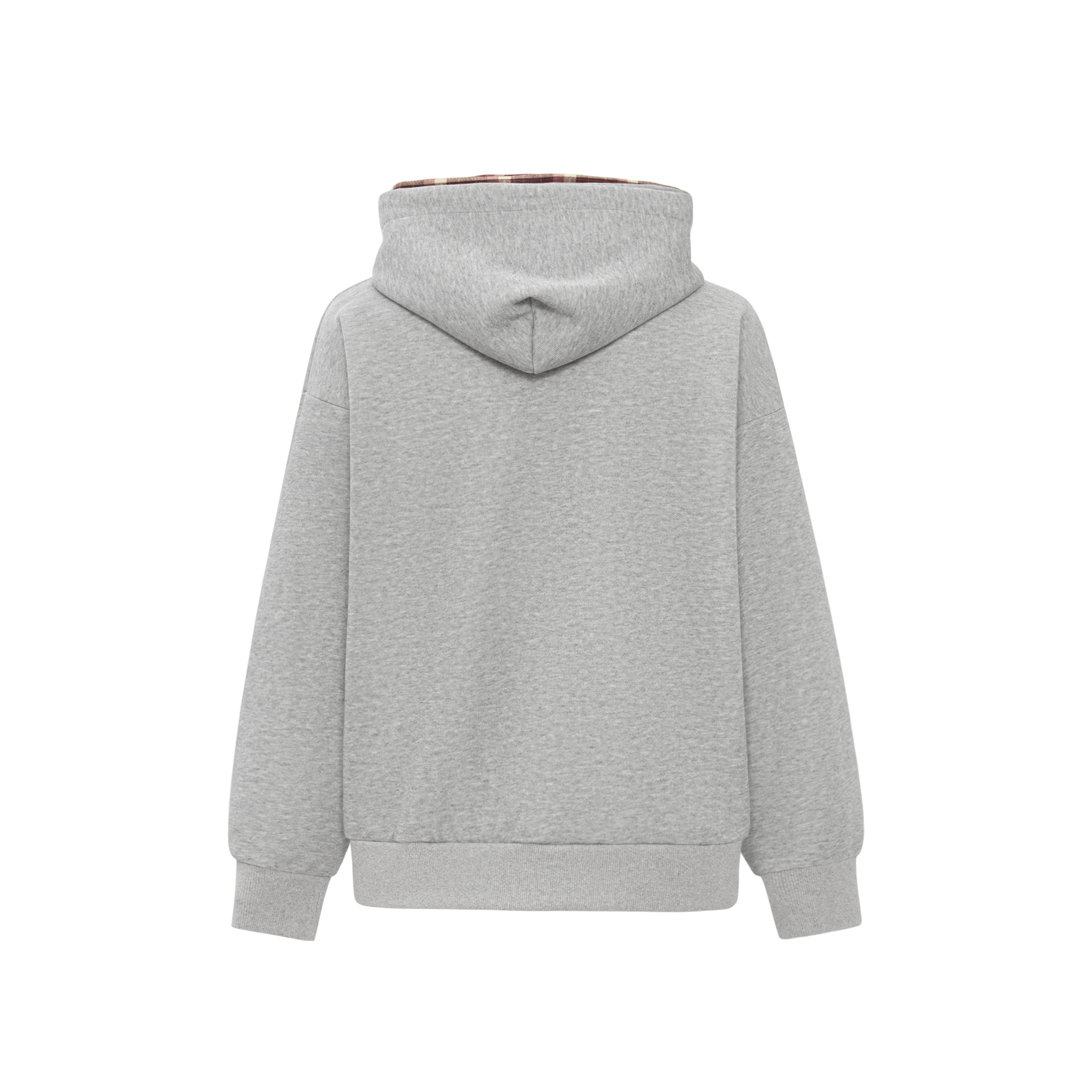 Oversized Checkered Cotton Zipper Hoodie