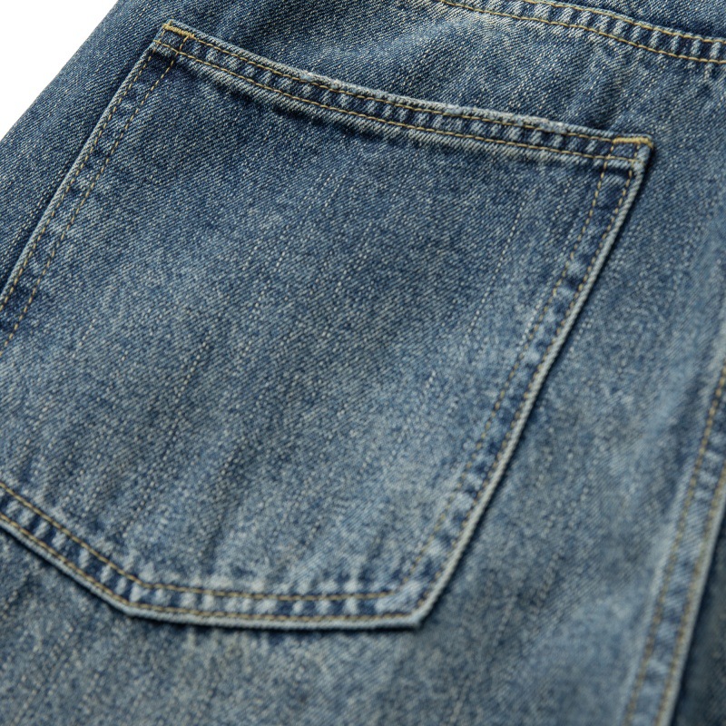 Loose Vintage Washed Catwhisker Denim Tapered Casual Pants
