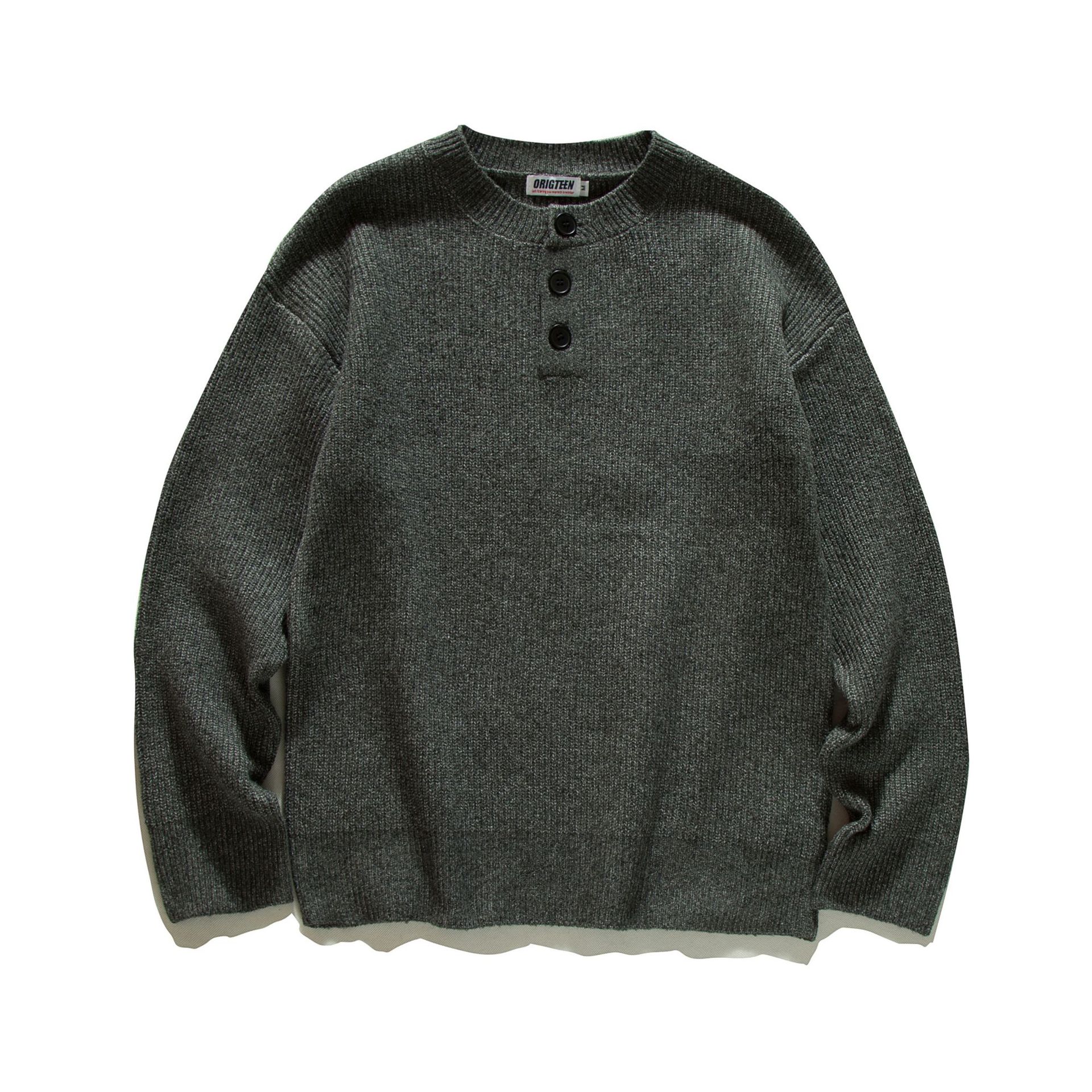Man's Relaxed Premium Button Placket Polyester Sweater