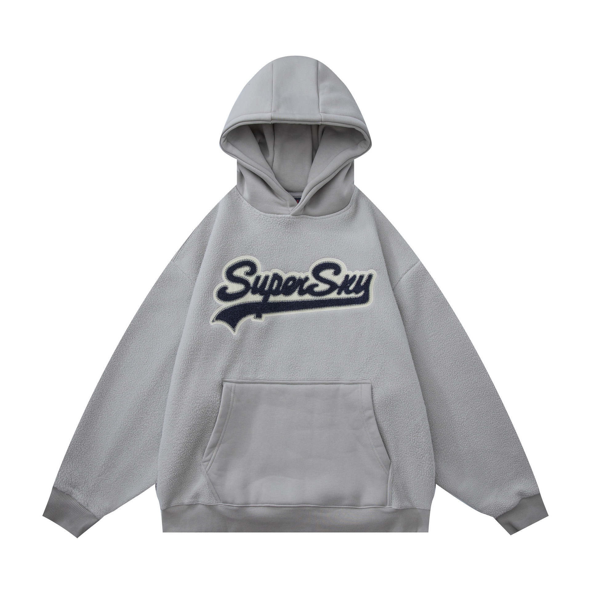 Oversized Logo Print Polyester Hooded Pullover