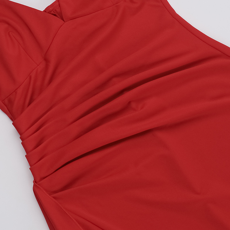 Frilled Bodycon Plunging Step Skirt Dress