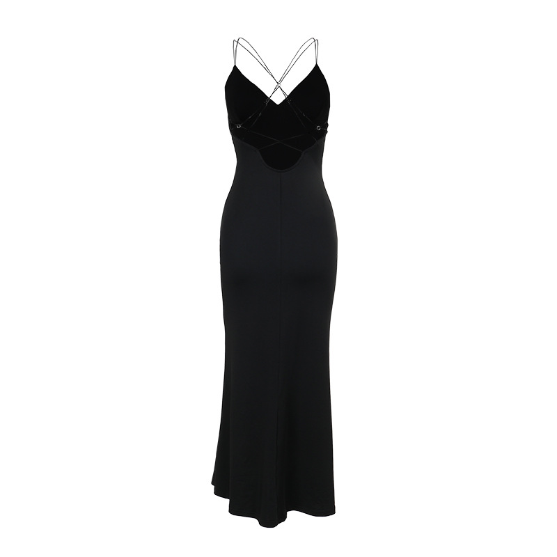 Plunging Neck Open Back Maxi Skirt