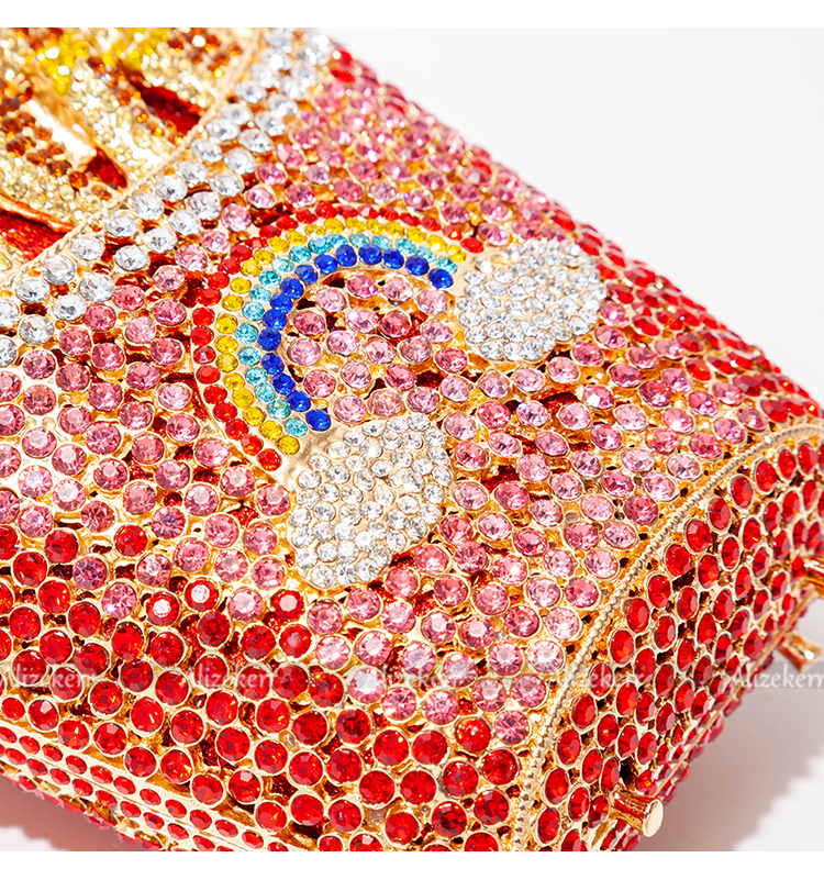 3D Chips Crystal Evening Clutch Bags Wedding Party Bridal Diamond Boutique Novelty Metal Purses And Handbags High Quality