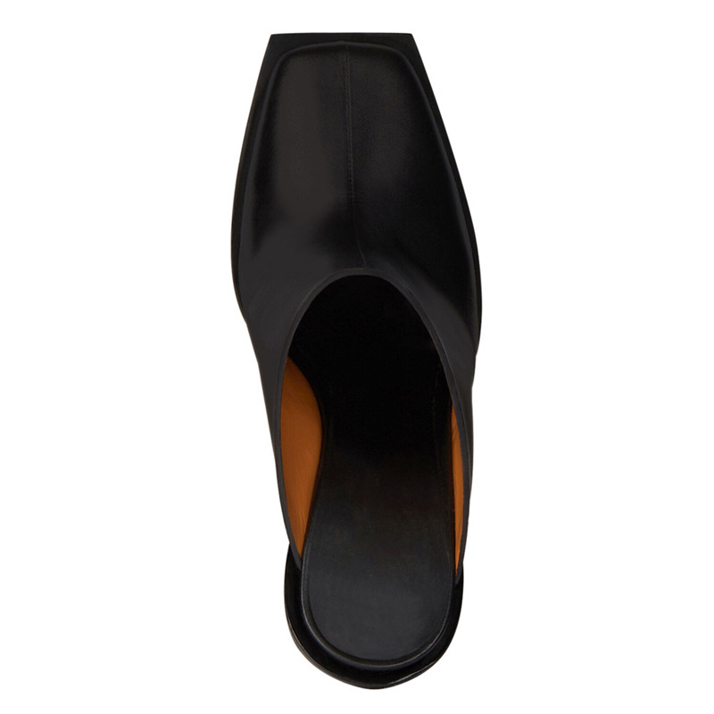 Summer Europe and The United States Catwalk High-Heeled Square Toe Toe Slippers Shaped Heel Sandals Large Size Ladies High Heels