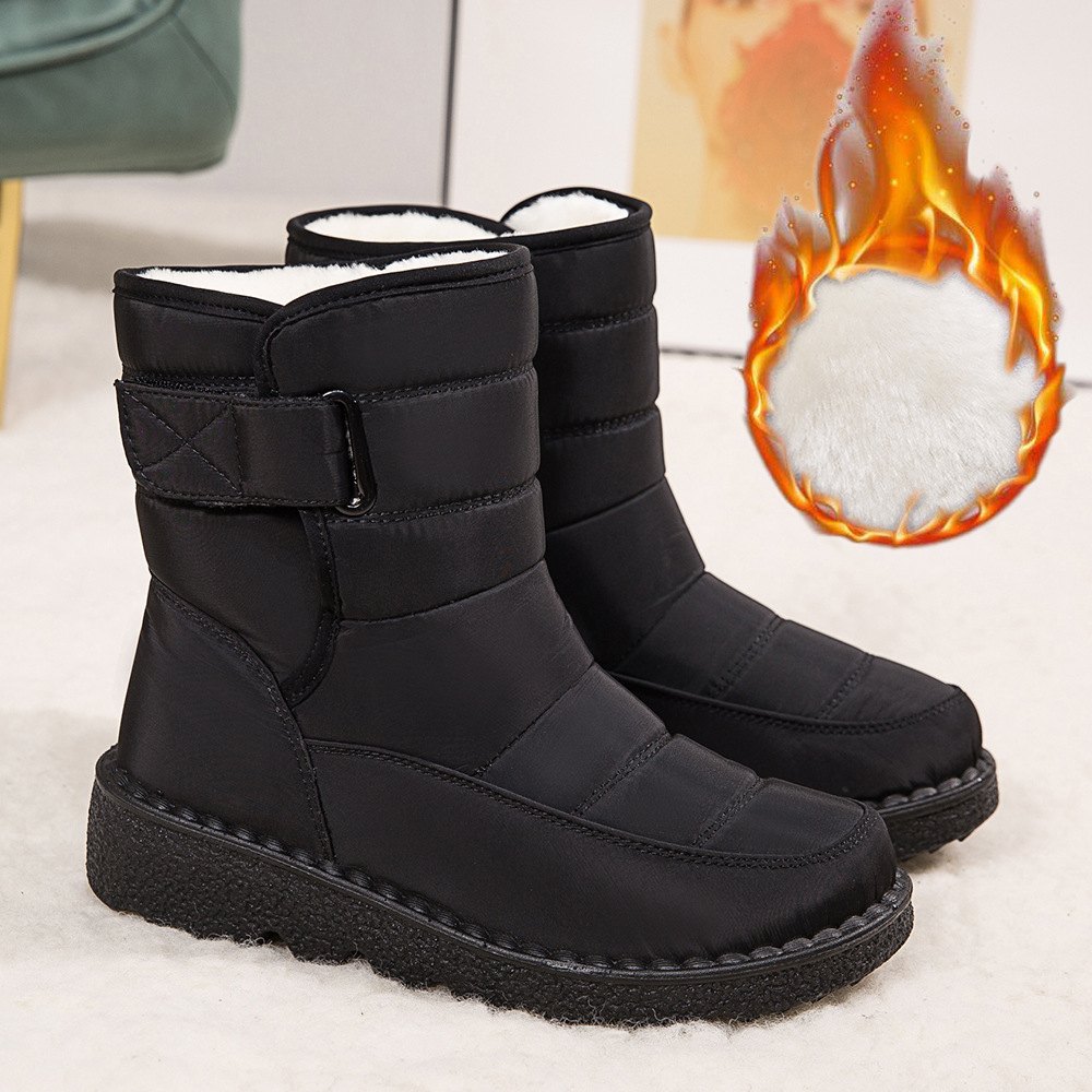 Winter New Snow Boots Women's High Top Waterproof Cotton Shoes Casual Short Tube Plush Plus Large Cotton Boots 43 Amazon