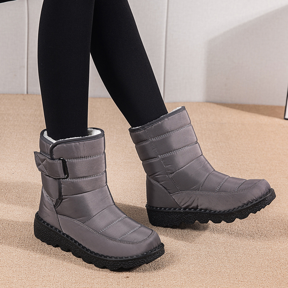 Winter New Snow Boots Women's High Top Waterproof Cotton Shoes Casual Short Tube Plush Plus Large Cotton Boots 43 Amazon
