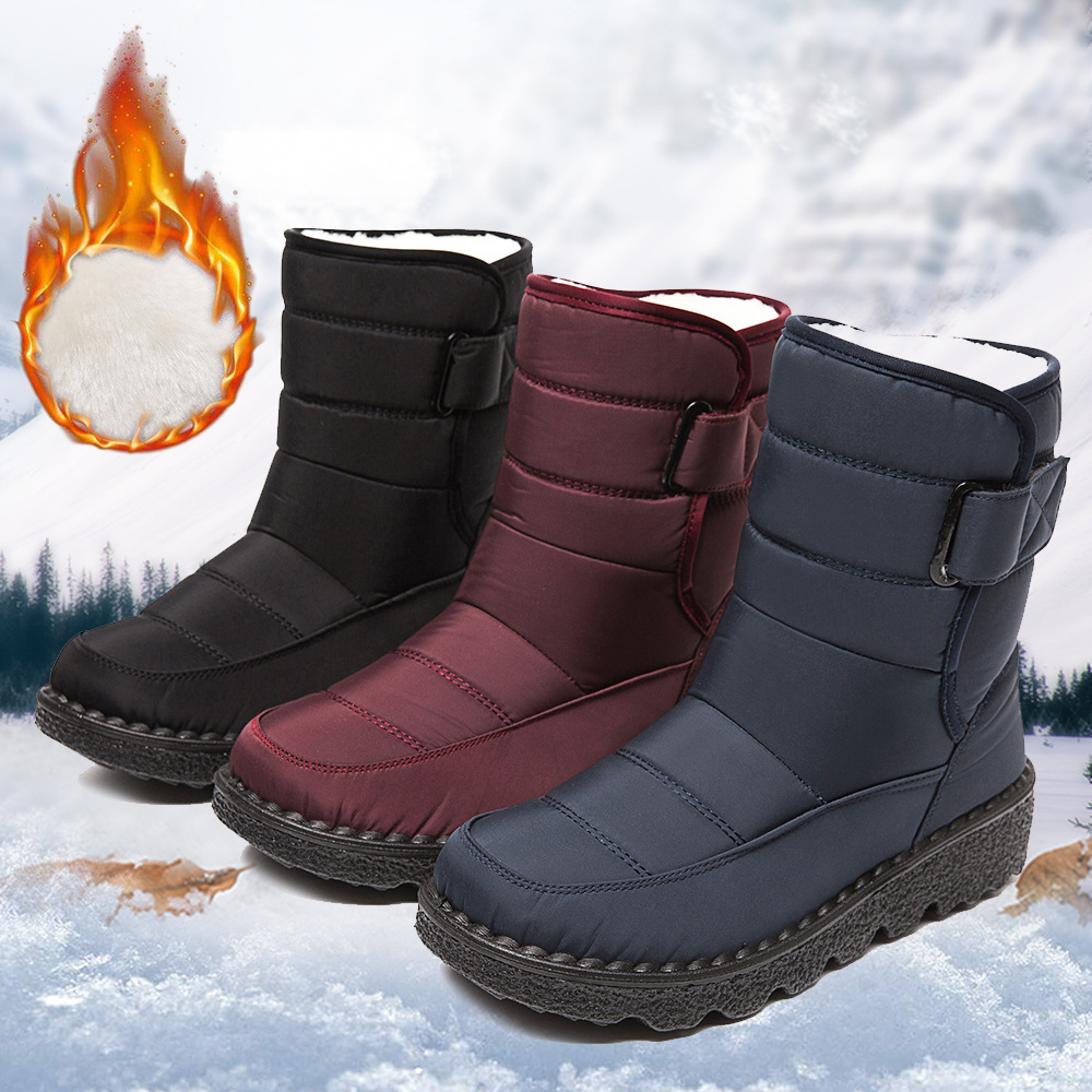 Winter New Snow Boots Women's High Top Waterproof Cotton Shoes Casual Short Tube Plush Plus Large Cotton Boots 43 Amazon