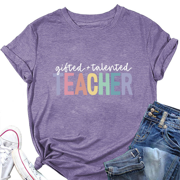 Ladies Geometric Print Crew Neck T-shirt