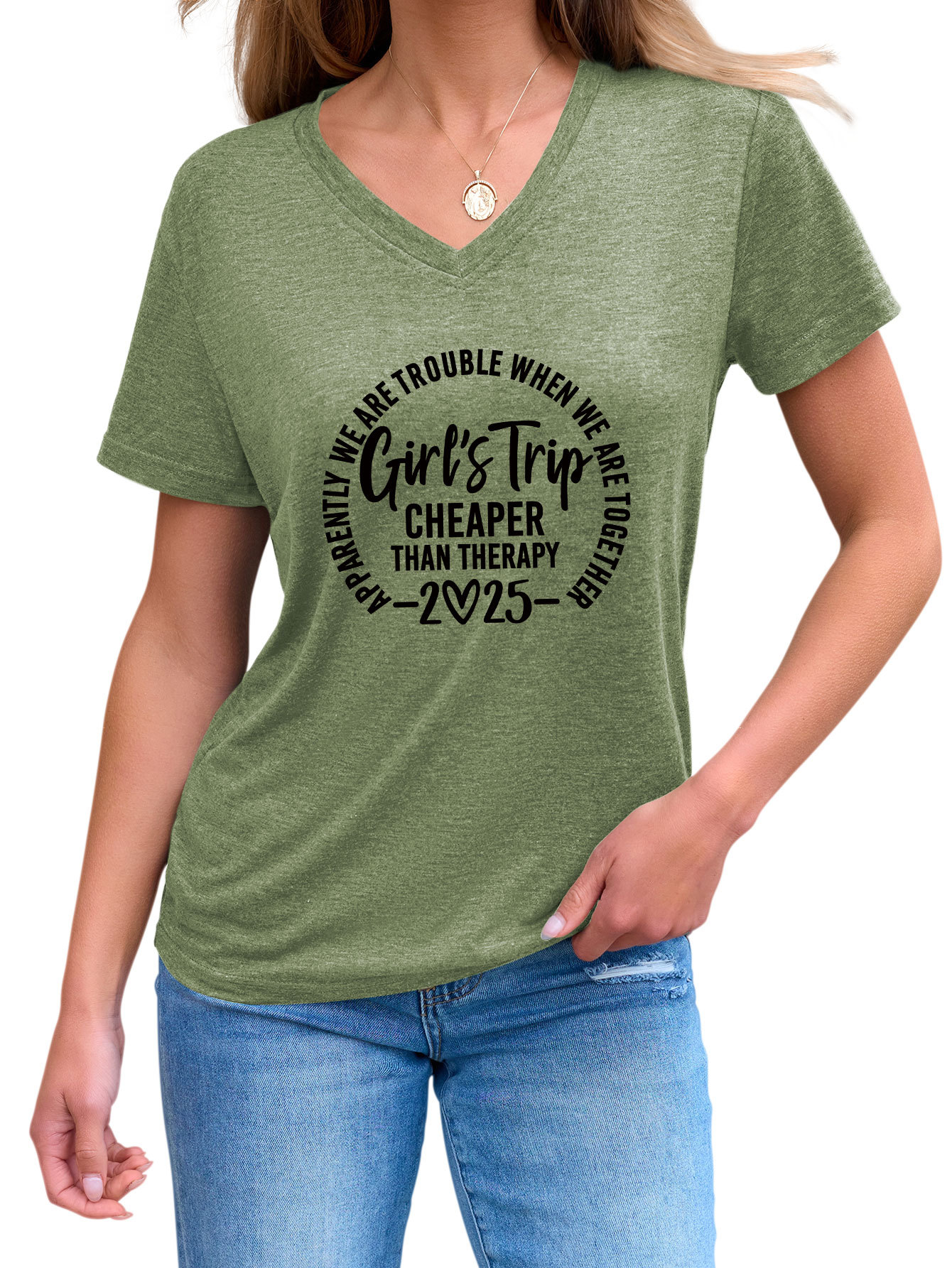 Ladies Crew Geometric Print T-Shirt