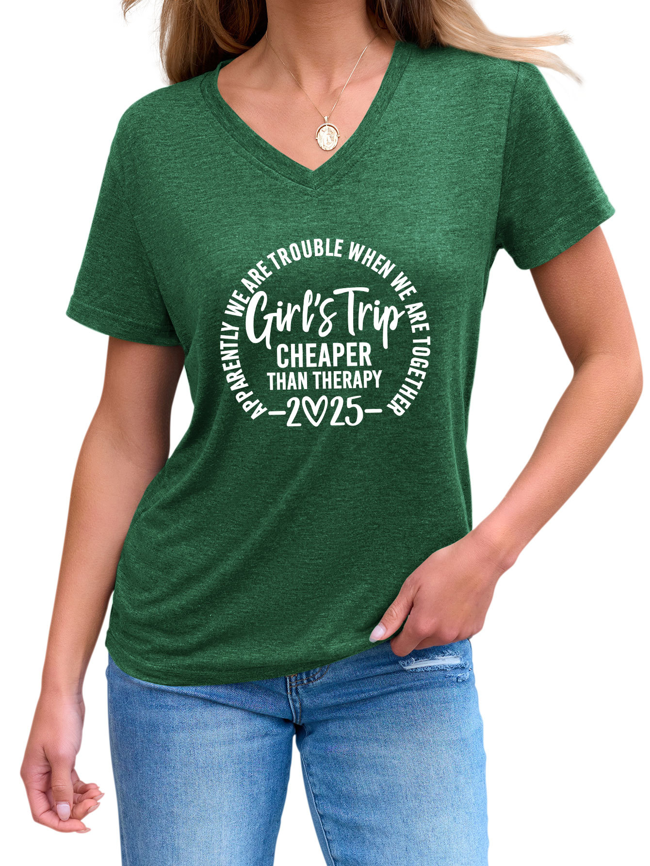 Ladies Crew Geometric Print T-Shirt