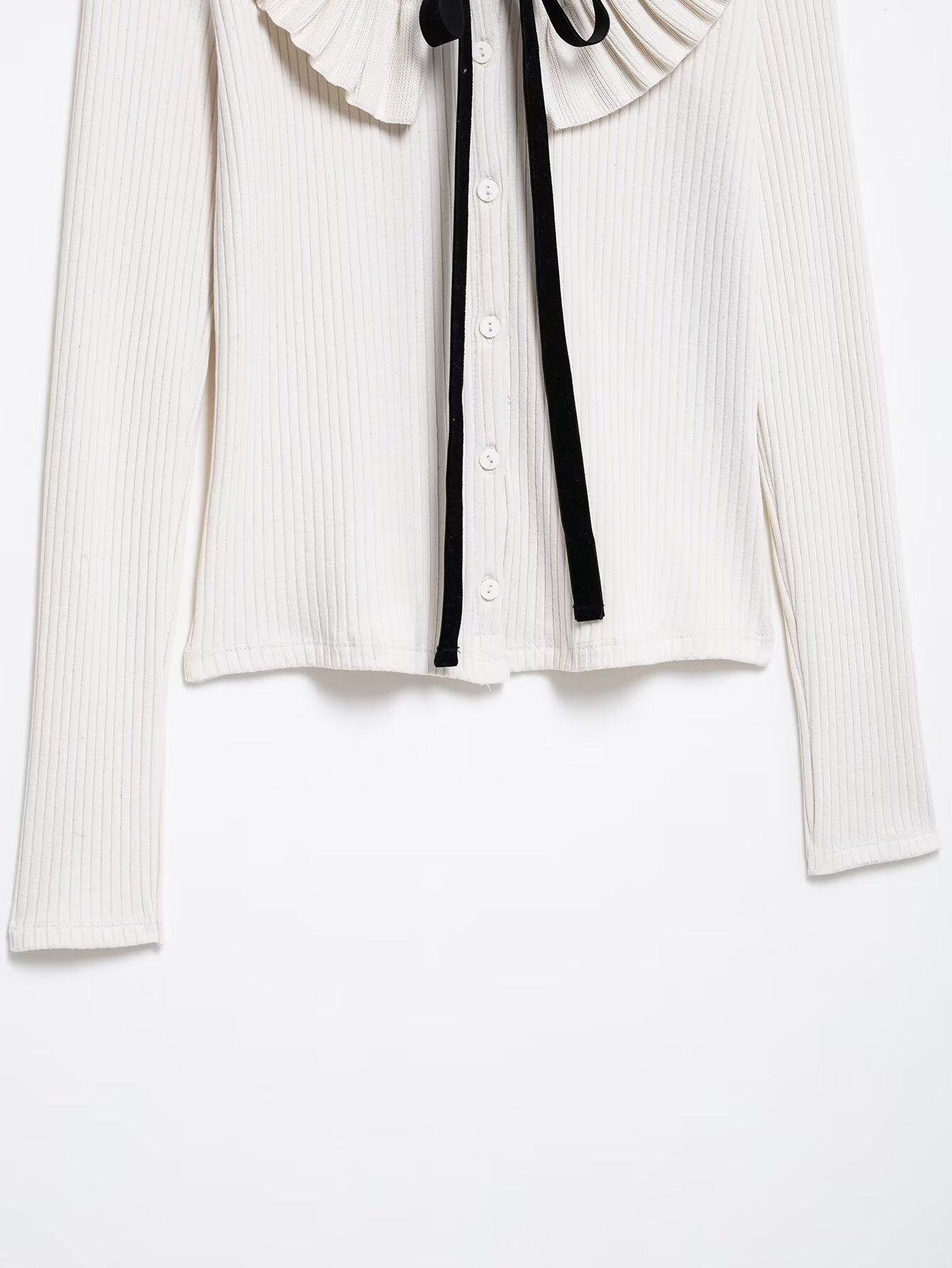 Solid Full-Length Scalloped Tie Front Cardigan