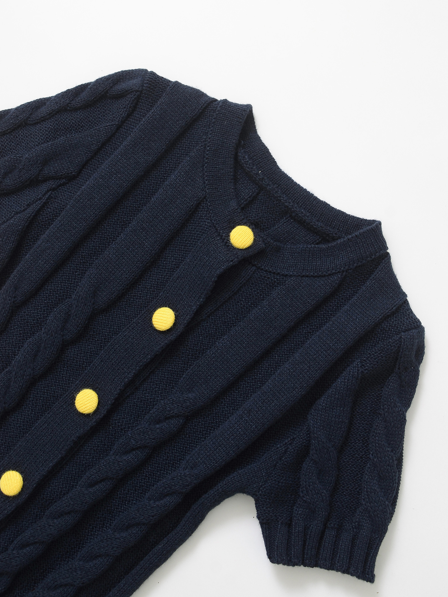 Crew Button-Front Solid Three-Quarter Sweater