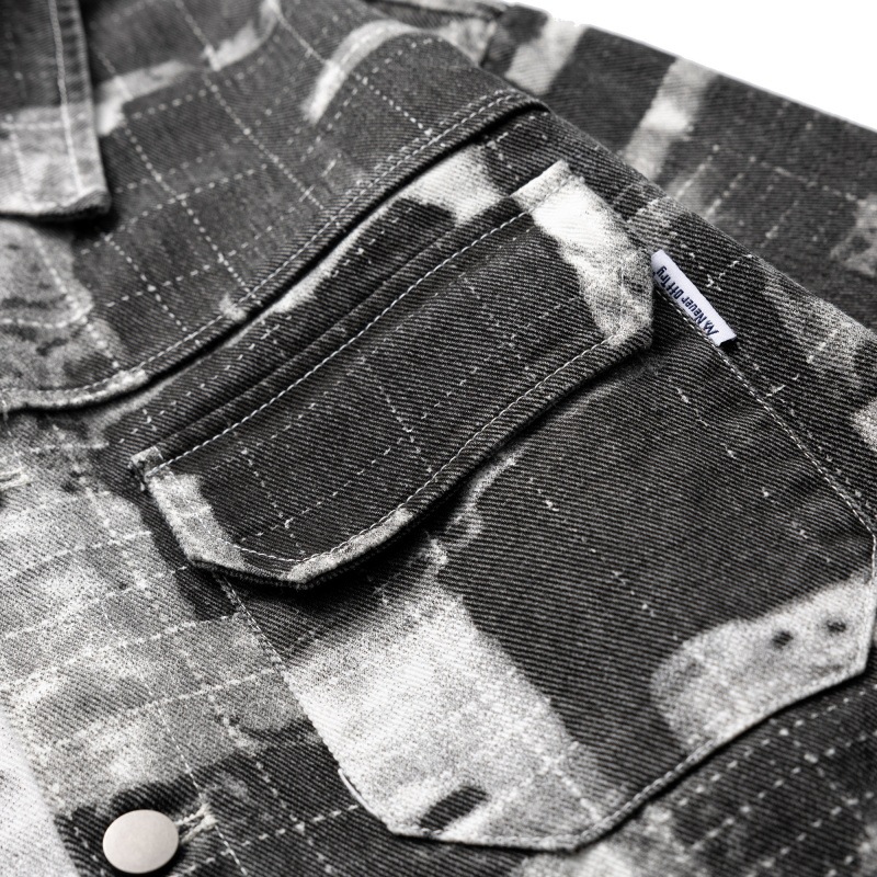 Fully printed washed collared shirt