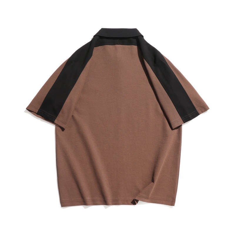 Japanese Retro Cotton Color Block Letter Shirt