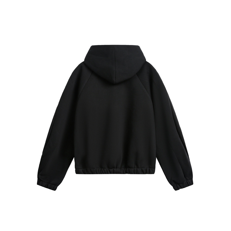 Vintage Plain Hood Pullover Oversized Open Front