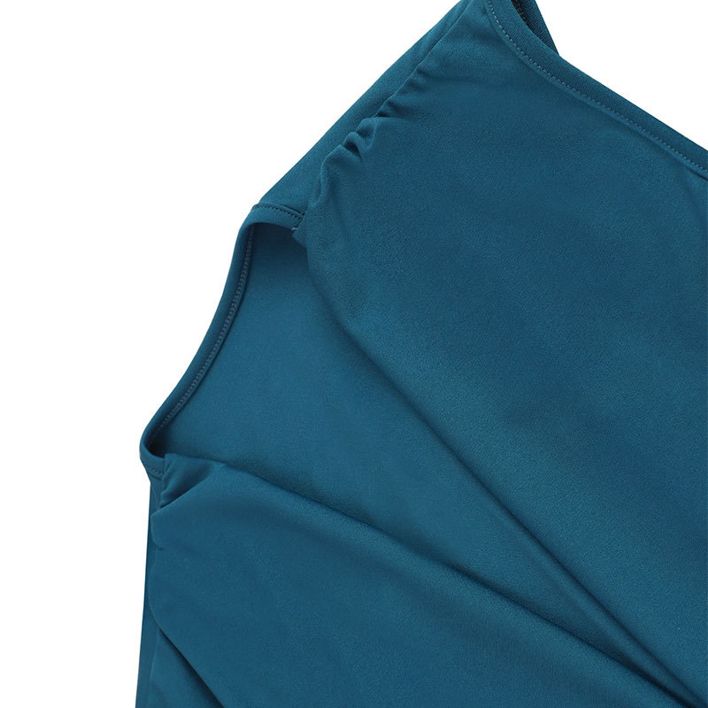 Sleeveless Plunge Belted Side Split Accordion Dress