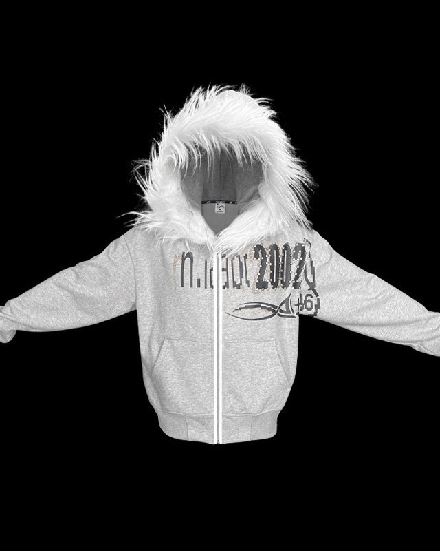 Vintage Oversized Furry Trim Hoodie