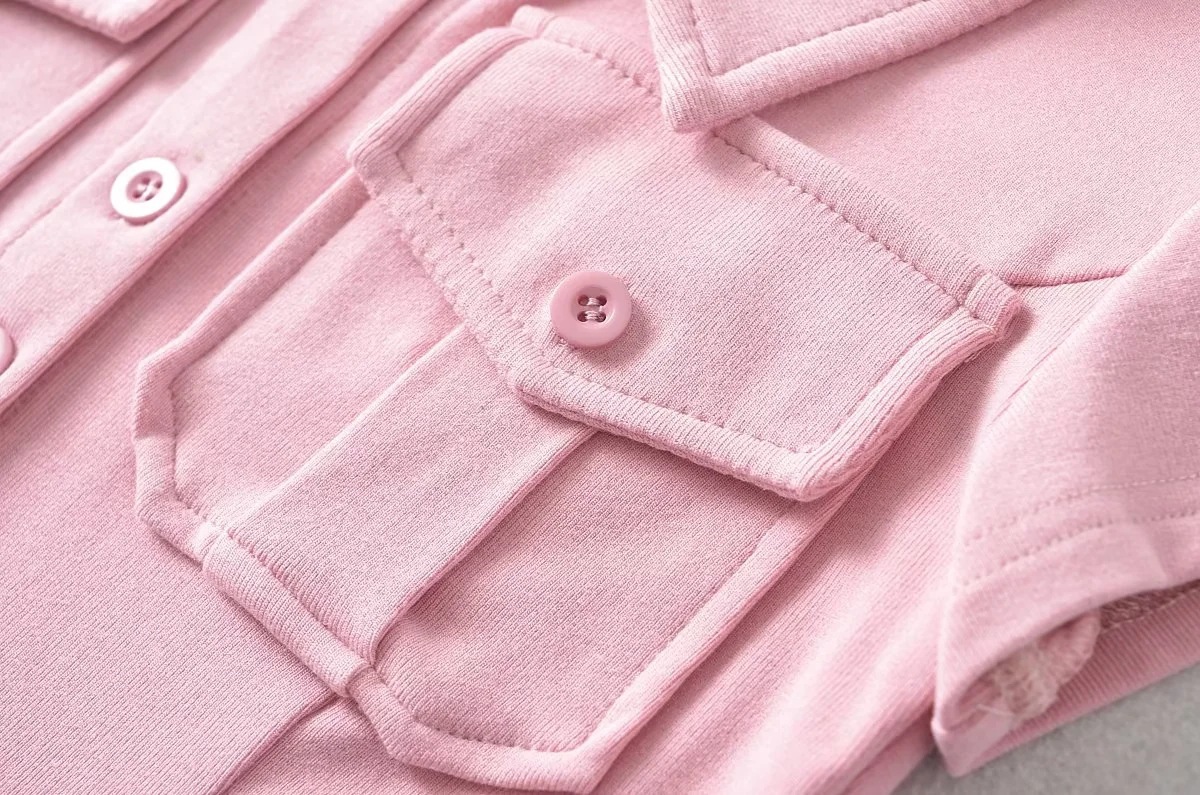 Ladies Half Sleeve Notch Collar Cardigan Tee