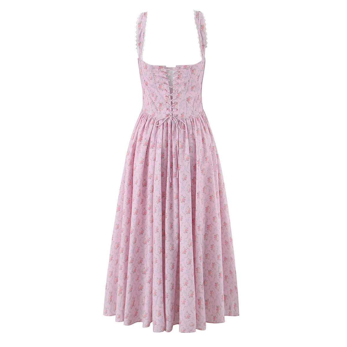 Lace patchwork back strap camisole dress