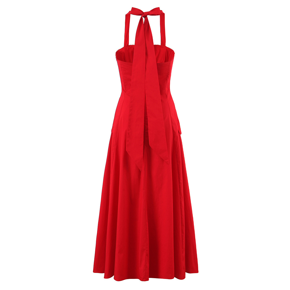 Halter Sleeveless Cotton A-line Maxi Skirt