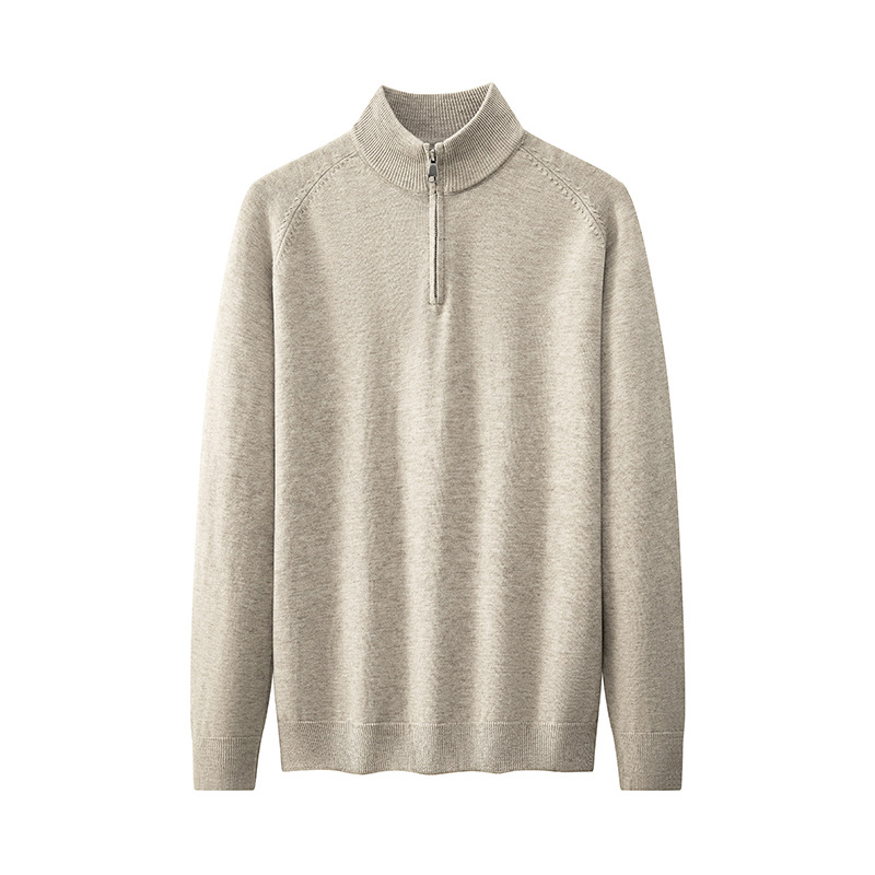 Simple Half-Zip Knit Sweater Men's Stand-Up Collar Inner Layer Crewneck Sweater