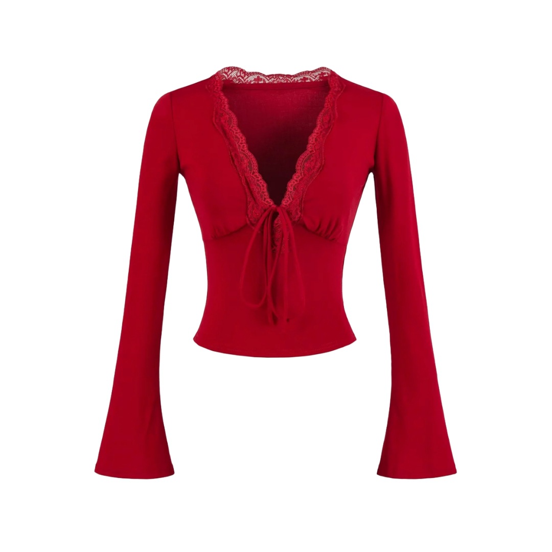 Solid Private Lady Plunge Neckline Slim Fit Top