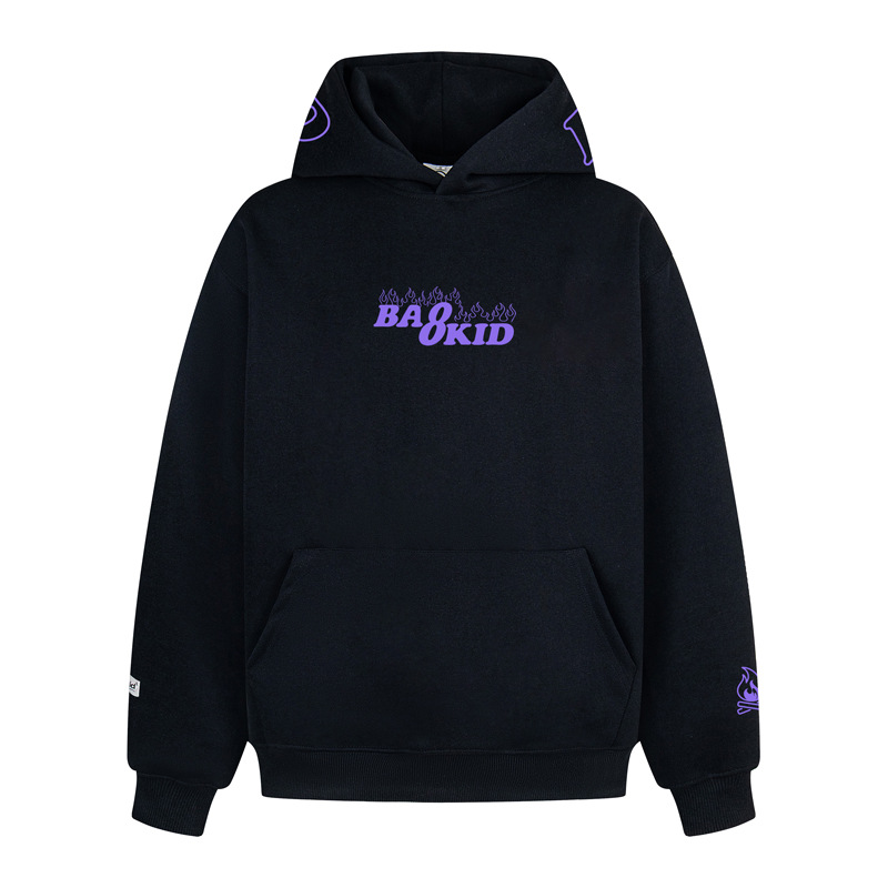 Oversized Cotton Long Sleeve Typography Hoodie