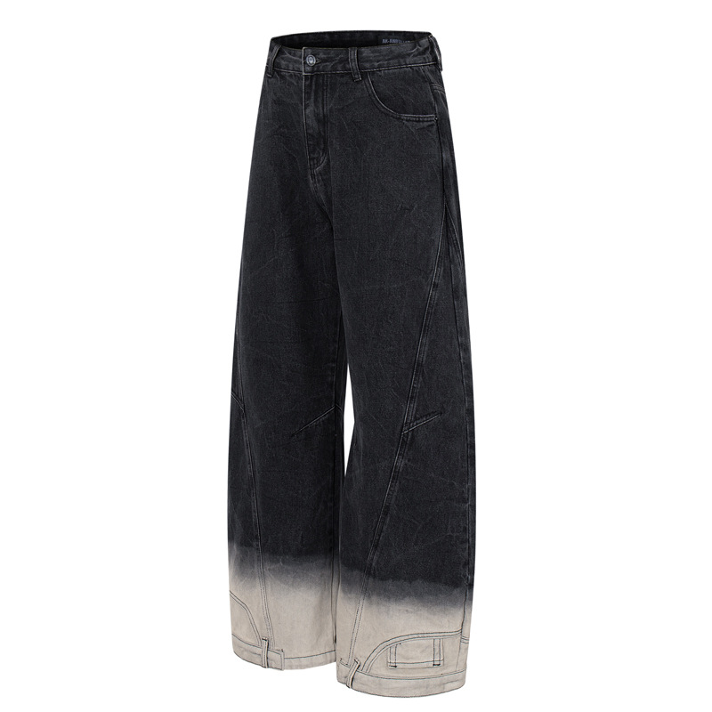 Street Style Retro Deconstructed Patchwork Designer Jeans, High-Quality Unique Design Knife-Style Pants