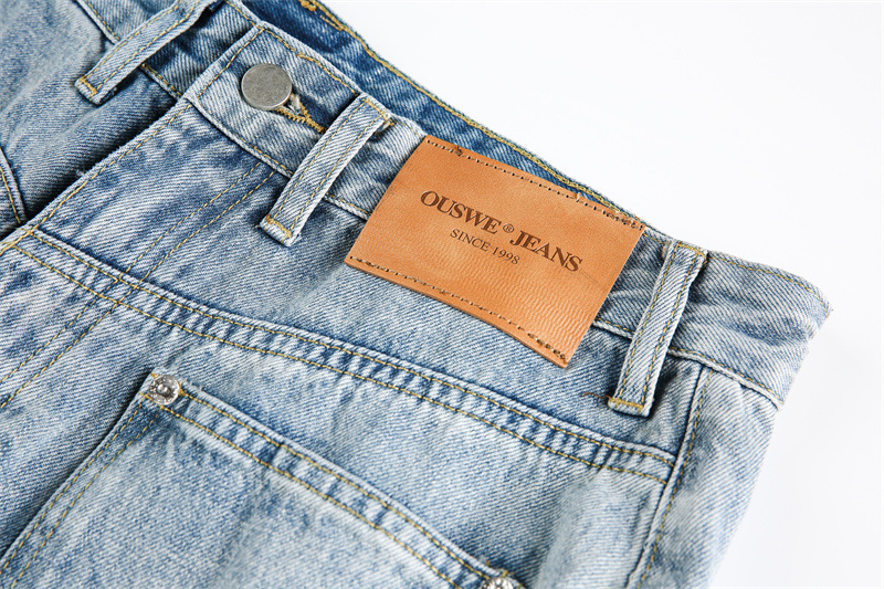 Deconstructed Casual Straight Leg Jeans