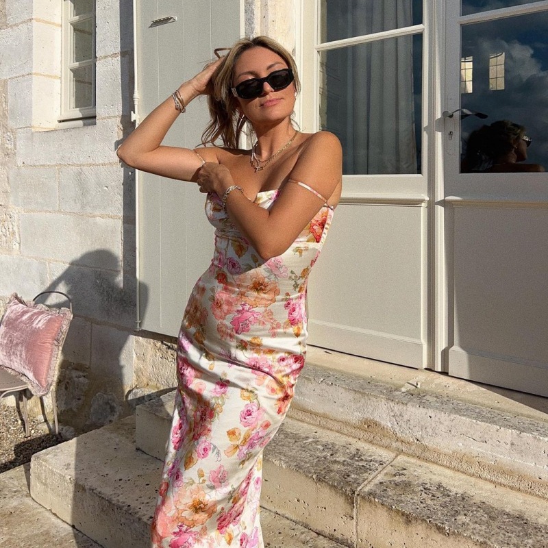 Collarless Sleeveless Straight Cut Mid Waist Polyester Dress