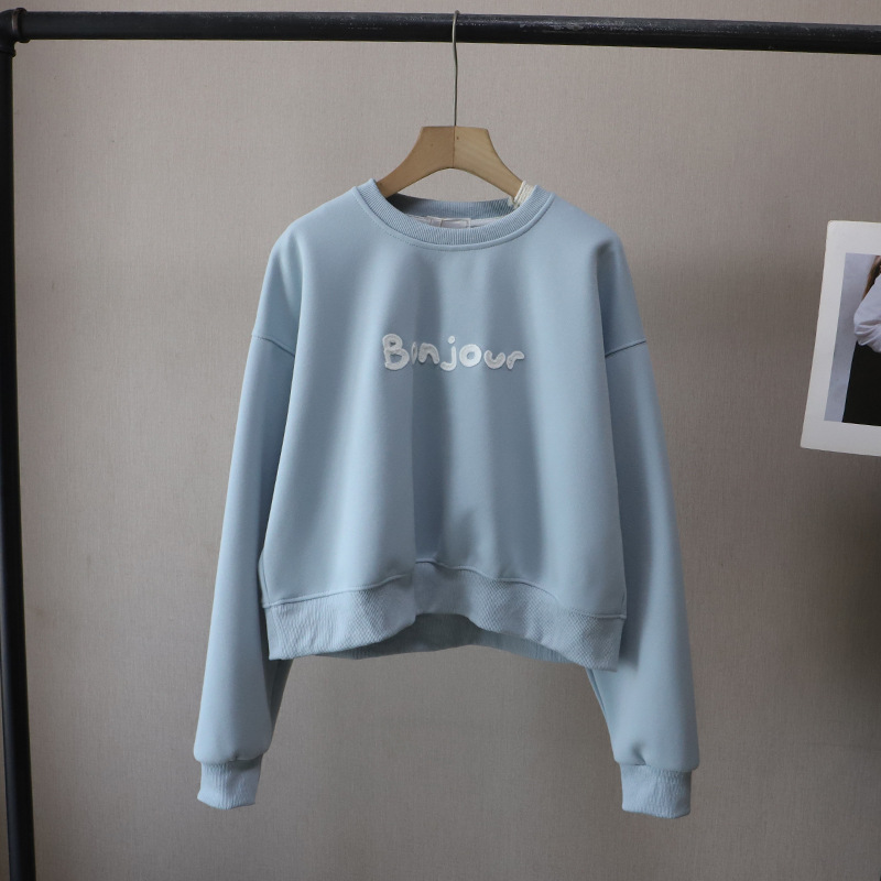 Casual Loose Fit Hoodie with Letter Embroidery,Women's Sweatshirt