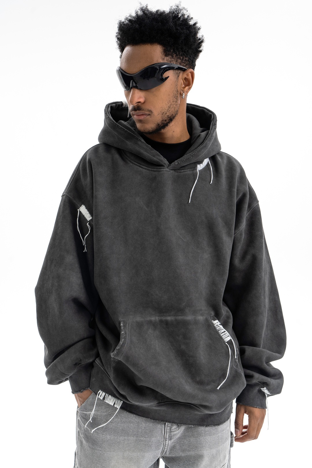 Chunky Vintage Plain Cotton Hoodie