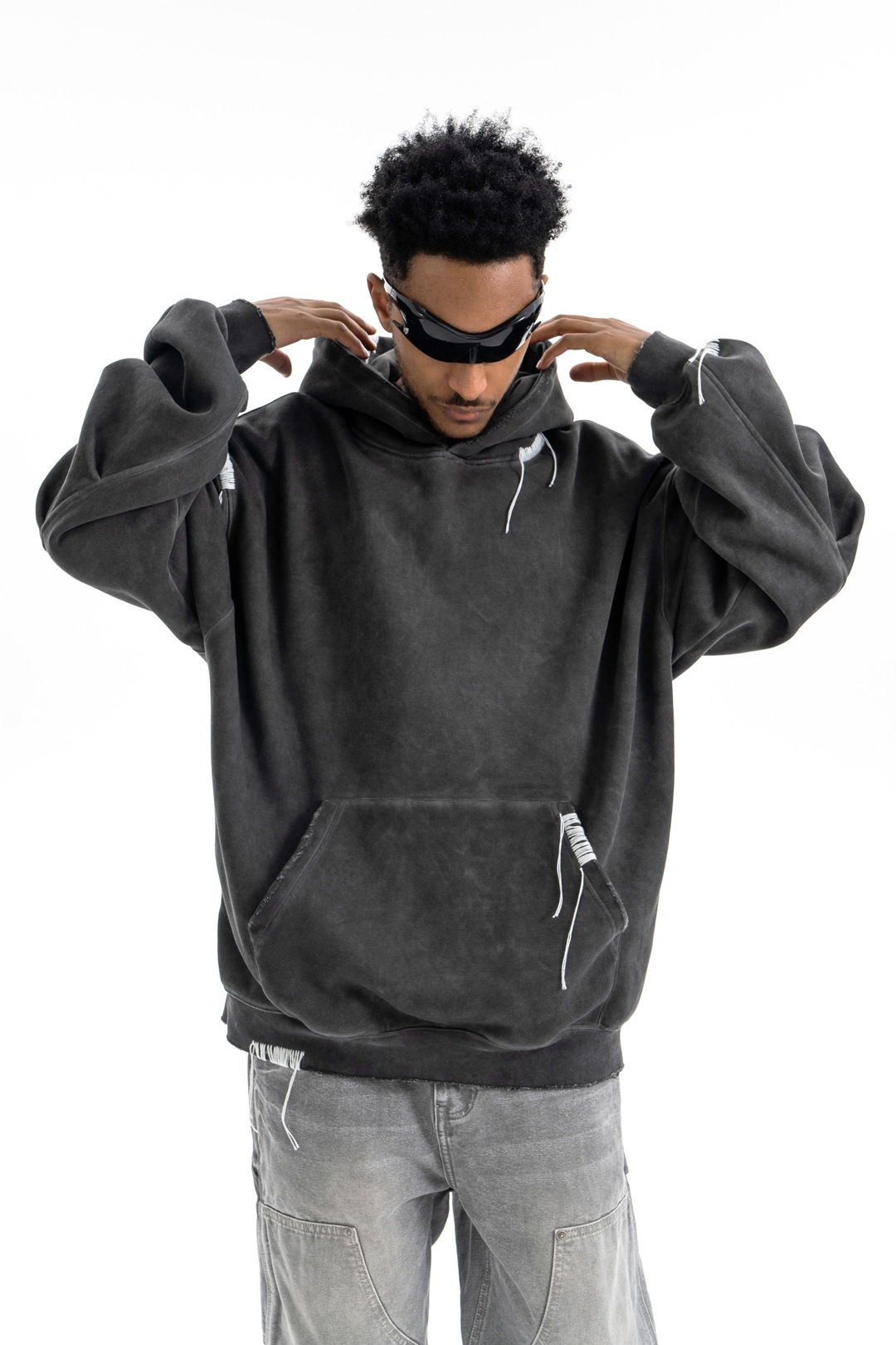 Chunky Vintage Plain Cotton Hoodie