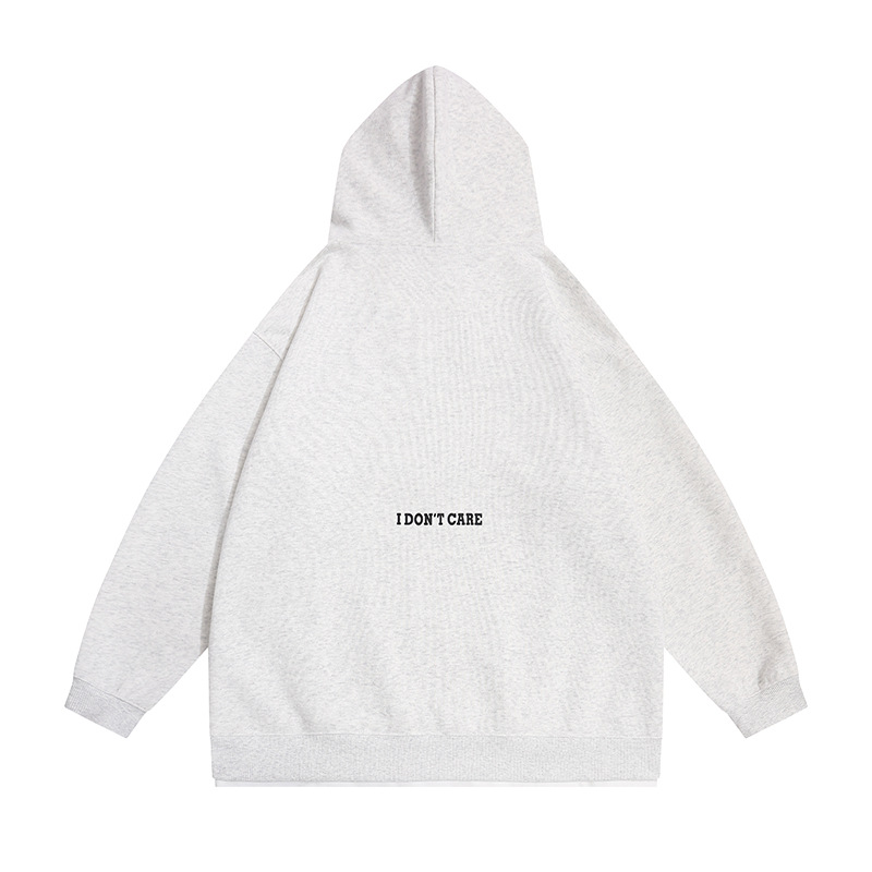 Letter Print Oversized Hooded Sweatshirt with Deep V-Neck