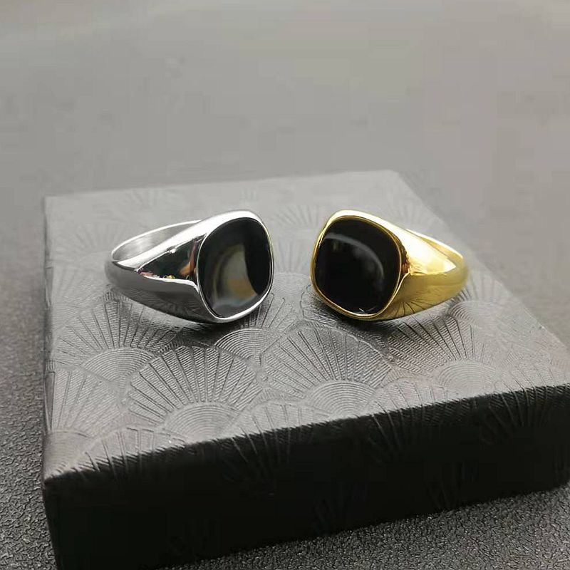Fashionable, simple, and personalized stainless steel gold-plated drop glue smooth ring for men and women's accessories
