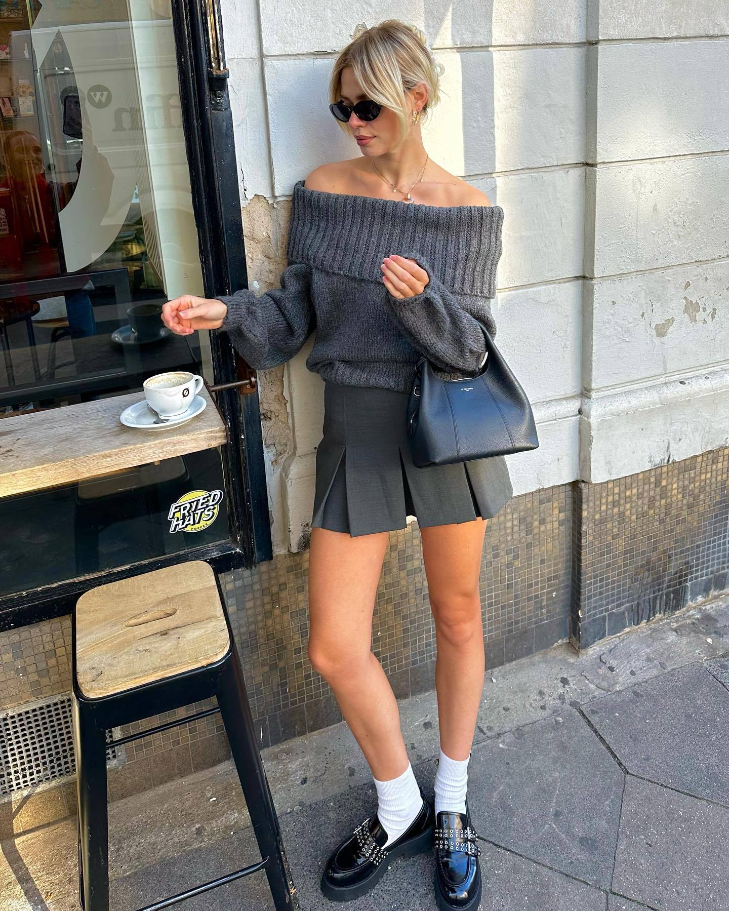Women's autumn and winter clothing one neck off shoulder sexy slim fit solid color pullover sweater