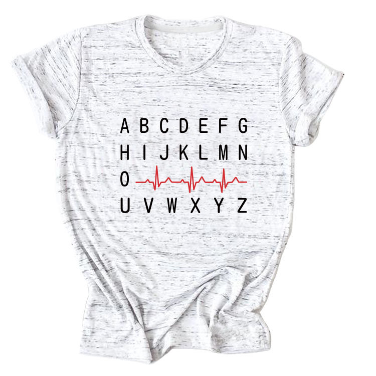 Ladies Geometric Print Round Neck Short Sleeve Tee