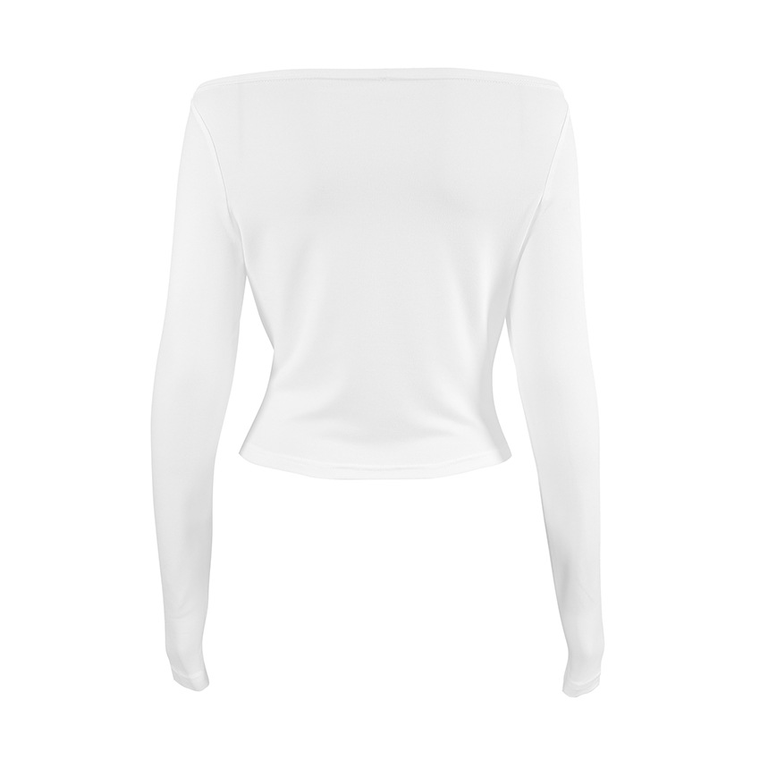 Ladies Long Sleeve Asymmetric Neckline Fitted Blouse