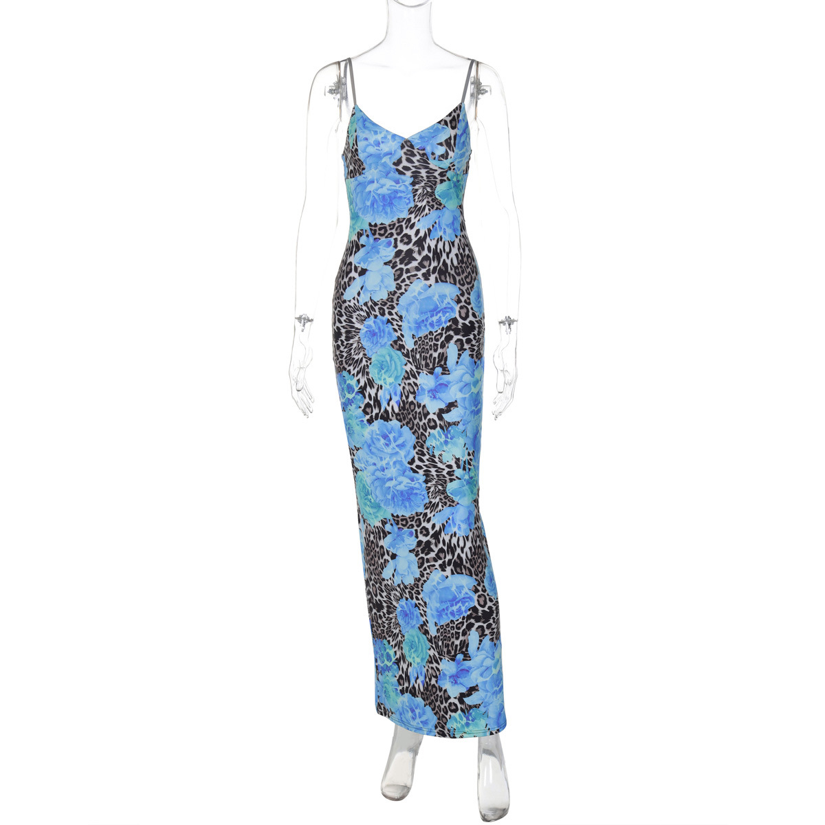 Women's Long Dress Street Style Temperament Fitted Printed Design Strapless Dress