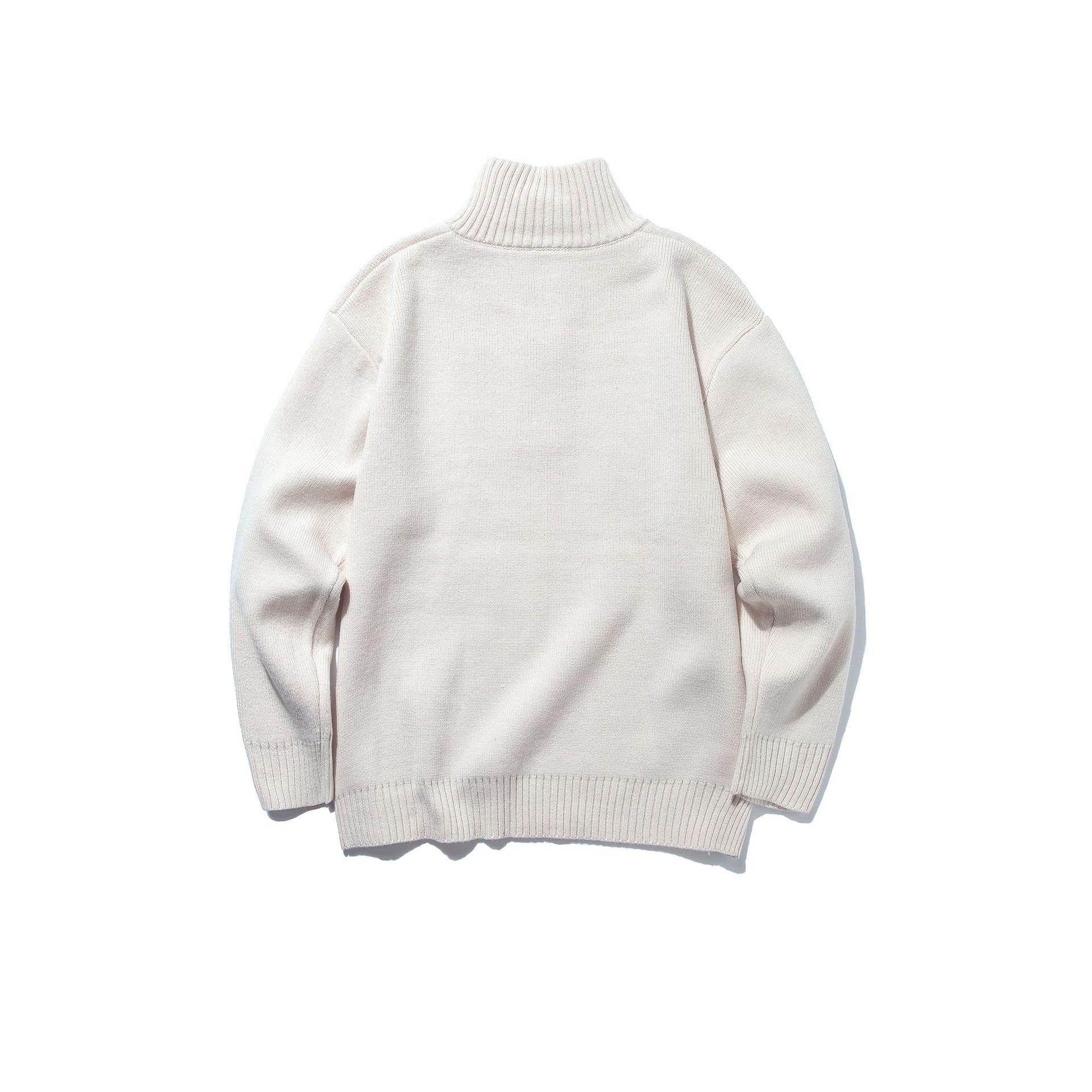 Plain Stand Collar Sweater Japanese Minimalist