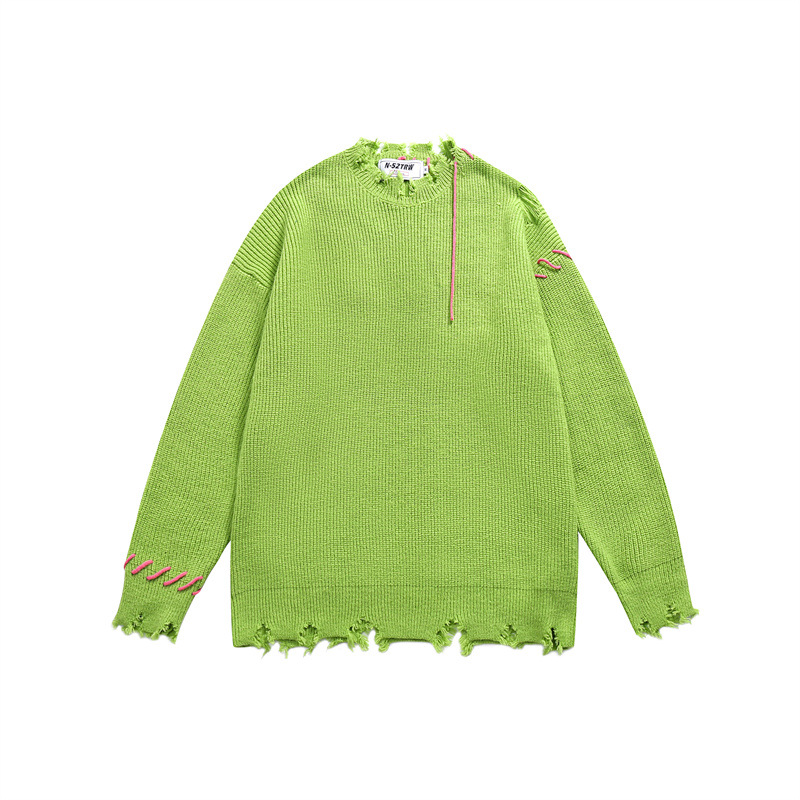 Oversized Long Sleeve Color Block Workwear Sweater
