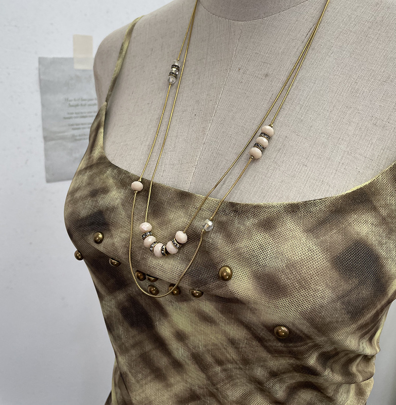 Irregular Rivet Mesh Camisole Dress with Ruffle Strap Sleeveless Top